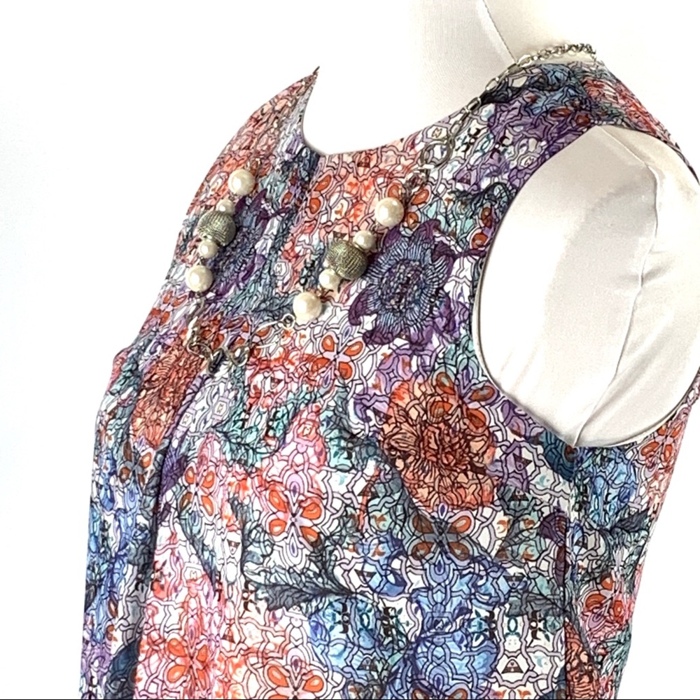 H&M Floral Blue and Red Lightweight Sleeveless Mini Shift Dress size 4 - Picture 5 of 16